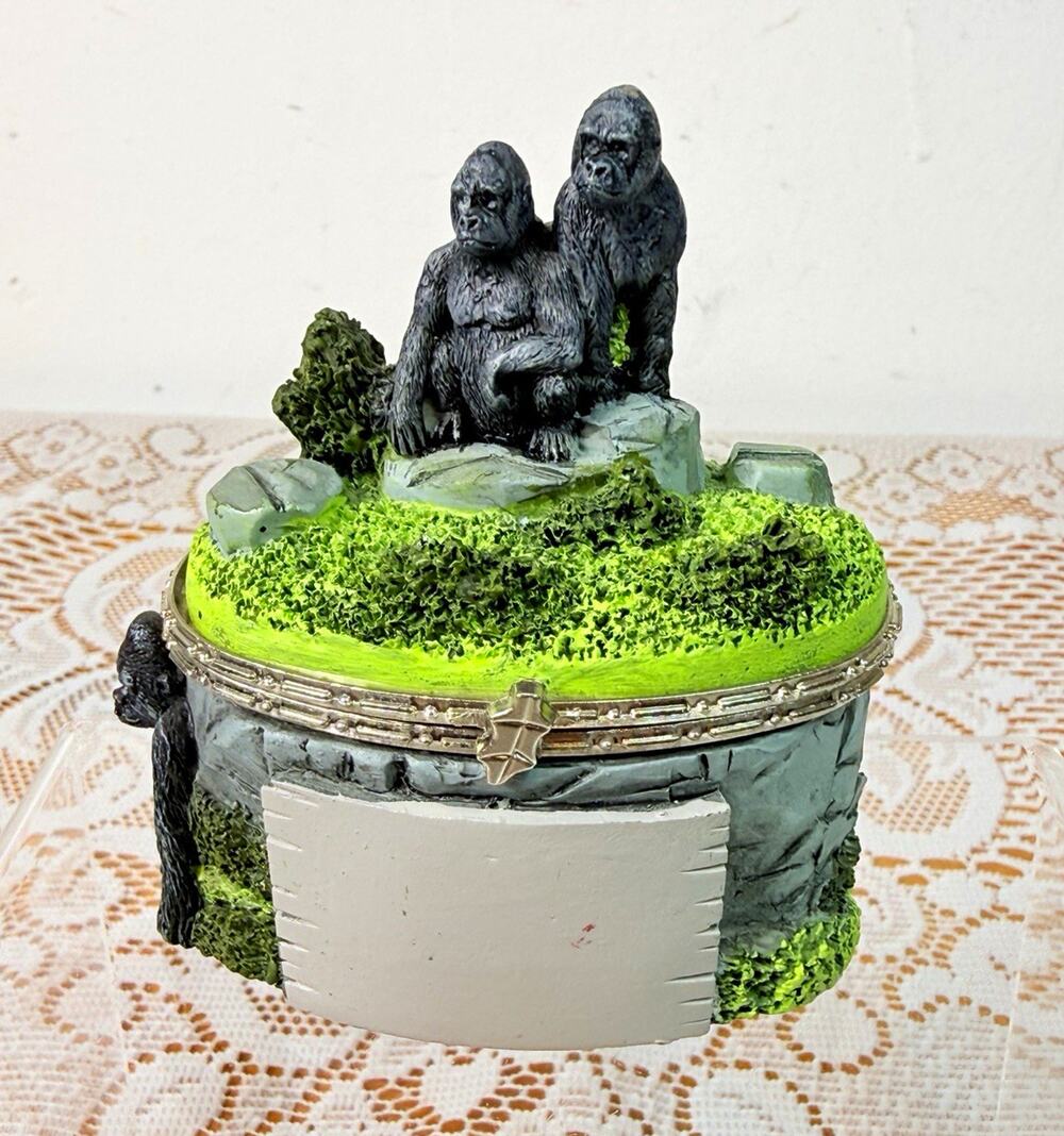 Gorilla Figurine Hinged Oval Trinket Box China